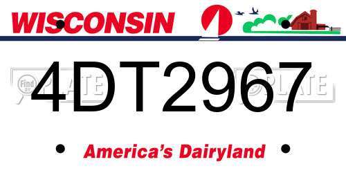 4DT2967 Wisconsin License Plate
