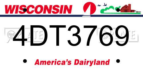 4DT3769 Wisconsin License Plate