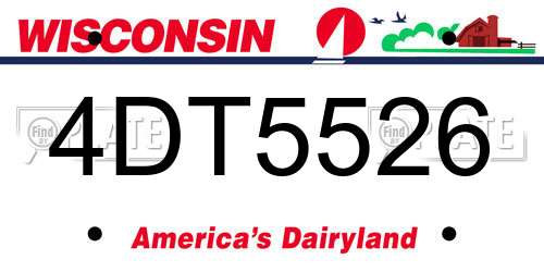 4DT5526 Wisconsin License Plate