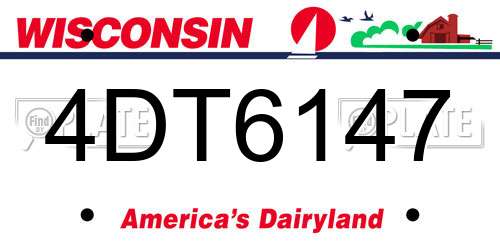 4DT6147 Wisconsin License Plate