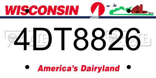 4DT8826 Wisconsin License Plate