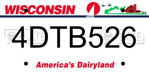 4DTB526 Wisconsin License Plate