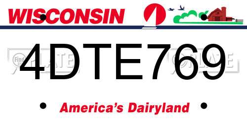 4DTE769 Wisconsin License Plate