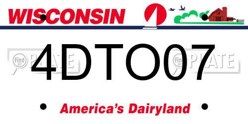 4DTO07 Wisconsin License Plate