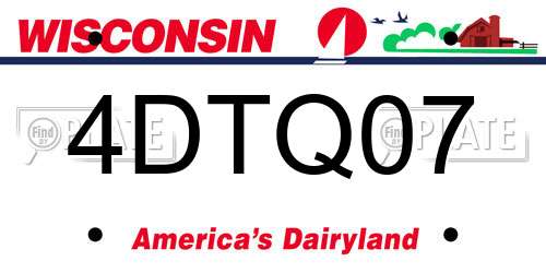 4DTQ07 Wisconsin License Plate