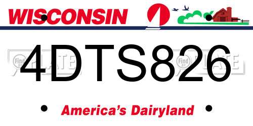 4DTS826 Wisconsin License Plate
