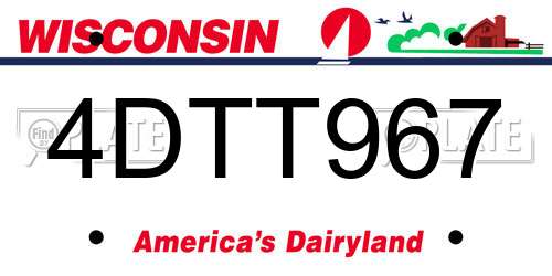 4DTT967 Wisconsin License Plate