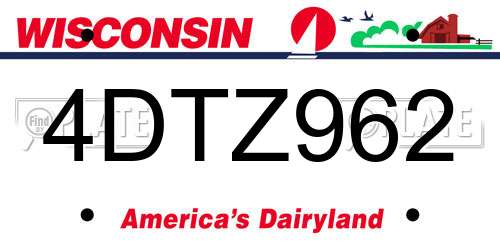 4DTZ962 Wisconsin License Plate