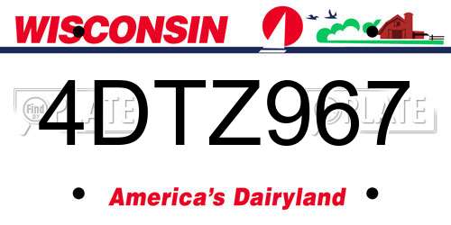 4DTZ967 Wisconsin License Plate