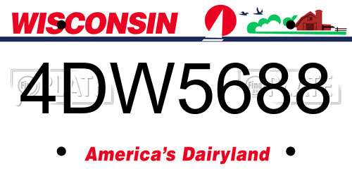 4DW5688 Wisconsin License Plate