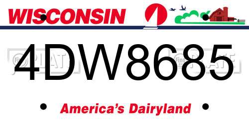 4DW8685 Wisconsin License Plate