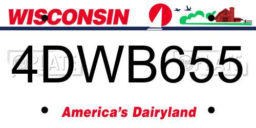 4DWB655 Wisconsin License Plate