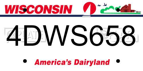 4DWS658 Wisconsin License Plate
