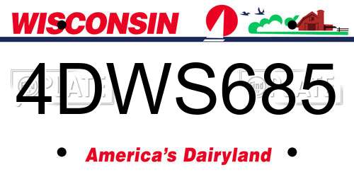 4DWS685 Wisconsin License Plate