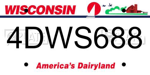4DWS688 Wisconsin License Plate