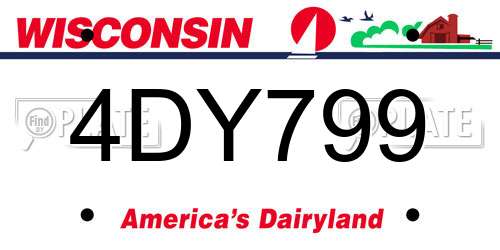 4DY799 Wisconsin License Plate