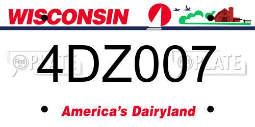 4DZ007 Wisconsin License Plate