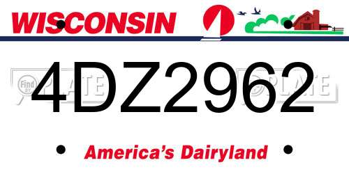 4DZ2962 Wisconsin License Plate