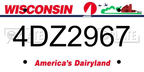 4DZ2967 Wisconsin License Plate