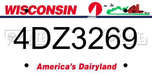 4DZ3269 Wisconsin License Plate