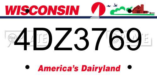 4DZ3769 Wisconsin License Plate
