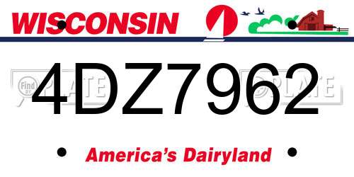 4DZ7962 Wisconsin License Plate