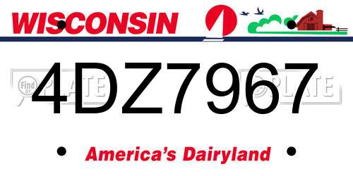 4DZ7967 Wisconsin License Plate