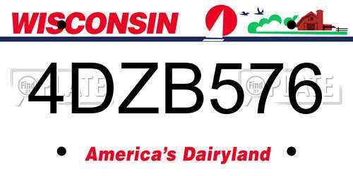 4DZB576 Wisconsin License Plate