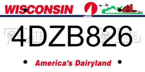 4DZB826 Wisconsin License Plate