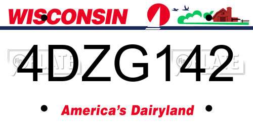 4DZG142 Wisconsin License Plate