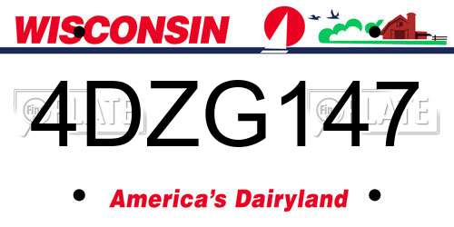 4DZG147 Wisconsin License Plate