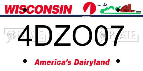 4DZO07 Wisconsin License Plate