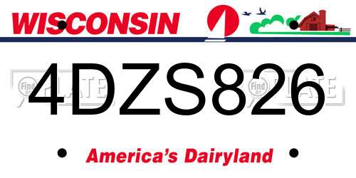 4DZS826 Wisconsin License Plate