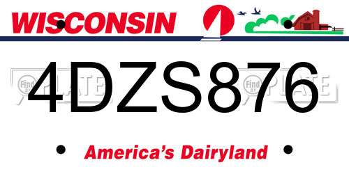 4DZS876 Wisconsin License Plate