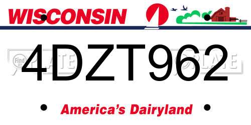 4DZT962 Wisconsin License Plate