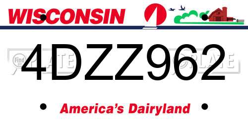 4DZZ962 Wisconsin License Plate