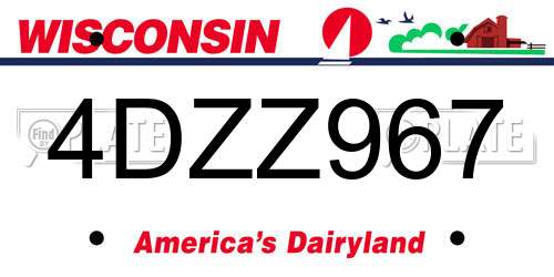 4DZZ967 Wisconsin License Plate