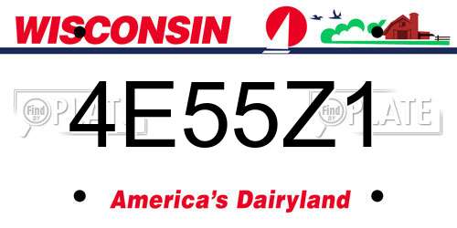 4E55Z1 Wisconsin License Plate
