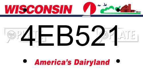 4EB521 Wisconsin License Plate