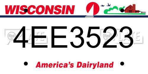 4EE3523 Wisconsin License Plate