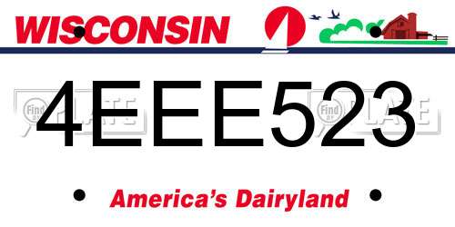 4EEE523 Wisconsin License Plate