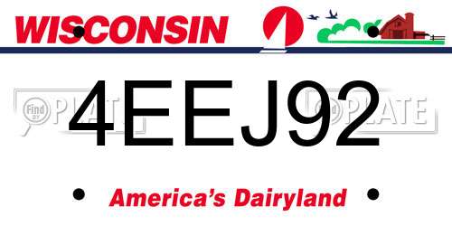 4EEJ92 Wisconsin License Plate