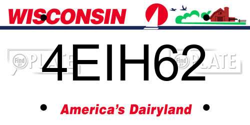 4EIH62 Wisconsin License Plate