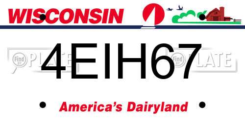 4EIH67 Wisconsin License Plate