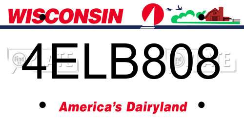 4ELB808 Wisconsin License Plate