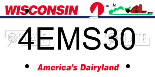 4EMS30 Wisconsin License Plate