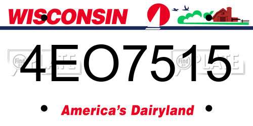 4EO7515 Wisconsin License Plate