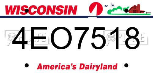 4EO7518 Wisconsin License Plate