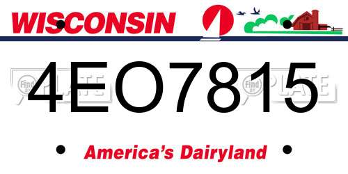 4EO7815 Wisconsin License Plate