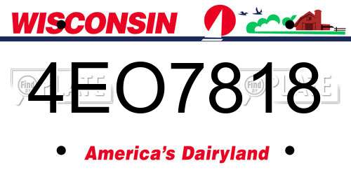 4EO7818 Wisconsin License Plate